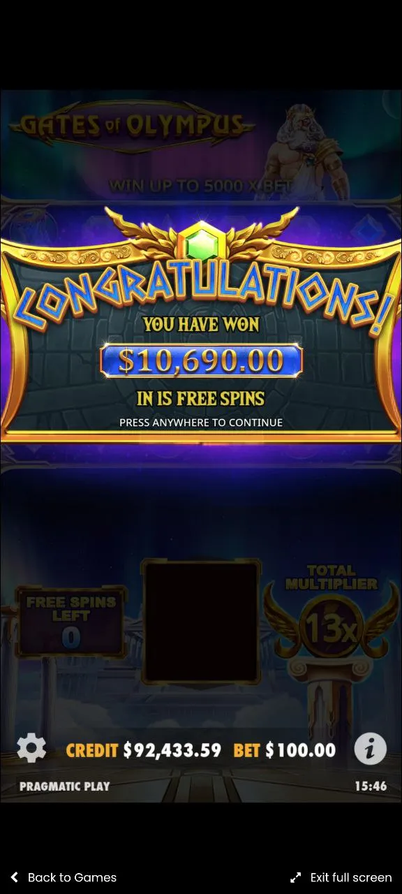 Gates of Olympus Win jackpot
